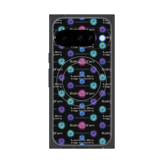 プレミアムスクエアケース with Pixelsnap［ LANVIN en Bleu - Flower pattern ］