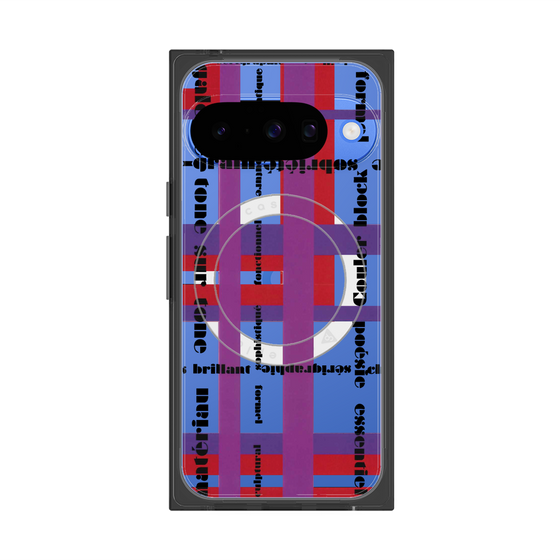 プレミアムスクエアケース with Pixelsnap［ LANVIN en Bleu - Plaid ］