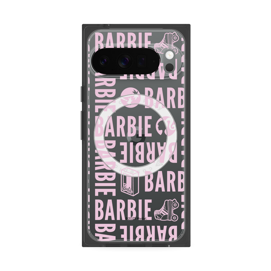 プレミアムスクエアケース with Pixelsnap［ Barbie - ロゴパターン3 - クリア ］
