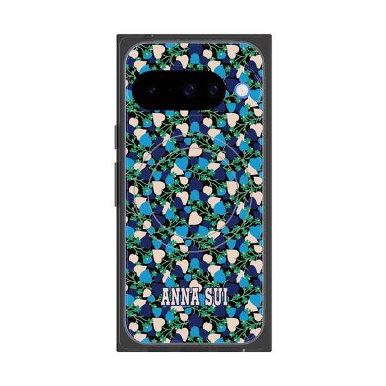 プレミアムスクエアケース with Pixelsnap［ ANNA SUI - HEARTS VINE - BLUE ］
