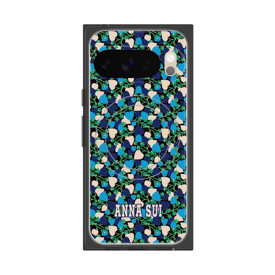 プレミアムスクエアケース with Pixelsnap［ ANNA SUI - HEARTS VINE - BLUE ］