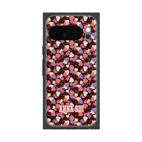 プレミアムスクエアケース with Pixelsnap［ ANNA SUI - HEARTS VINE - PINK ］