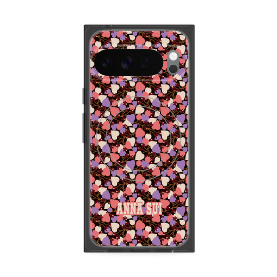 プレミアムスクエアケース with Pixelsnap［ ANNA SUI - HEARTS VINE - PINK ］