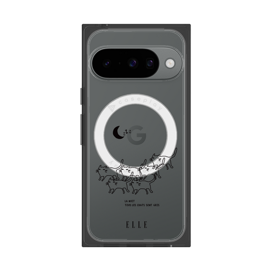 プレミアムスクエアケース with Pixelsnap［ ELLE - All cats are grey in the dark ］