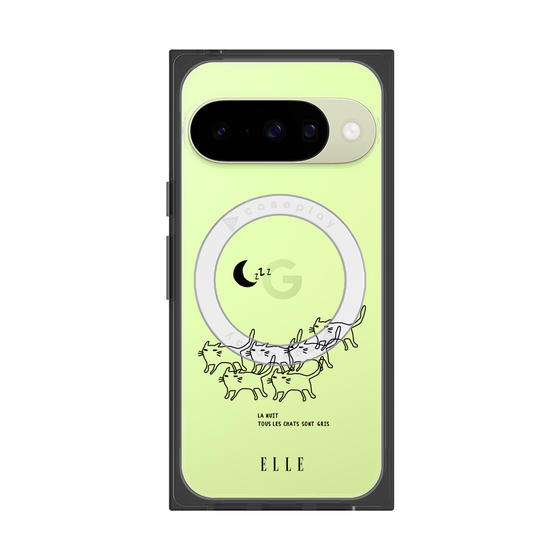 プレミアムスクエアケース with Pixelsnap［ ELLE - All cats are grey in the dark ］