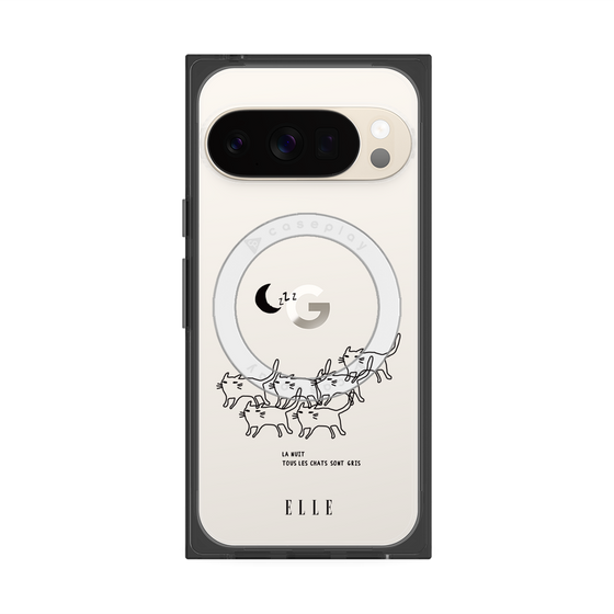 プレミアムスクエアケース with Pixelsnap［ ELLE - All cats are grey in the dark ］