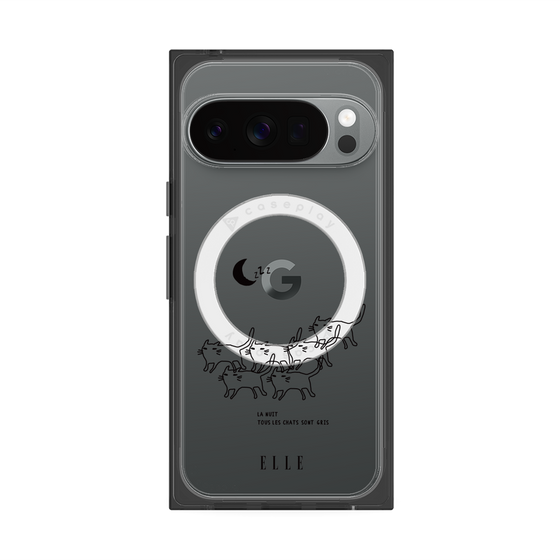 プレミアムスクエアケース with Pixelsnap［ ELLE - All cats are grey in the dark ］