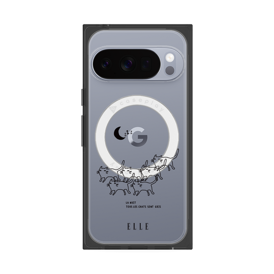 プレミアムスクエアケース with Pixelsnap［ ELLE - All cats are grey in the dark ］