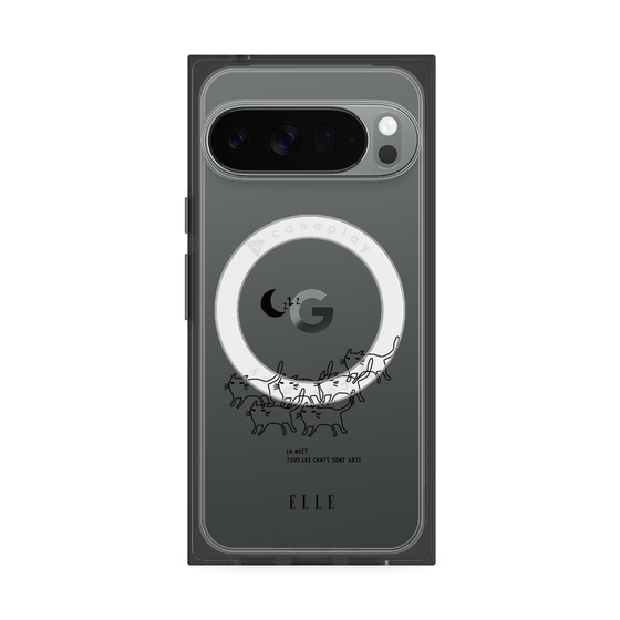 プレミアムスクエアケース with Pixelsnap［ ELLE - All cats are grey in the dark ］