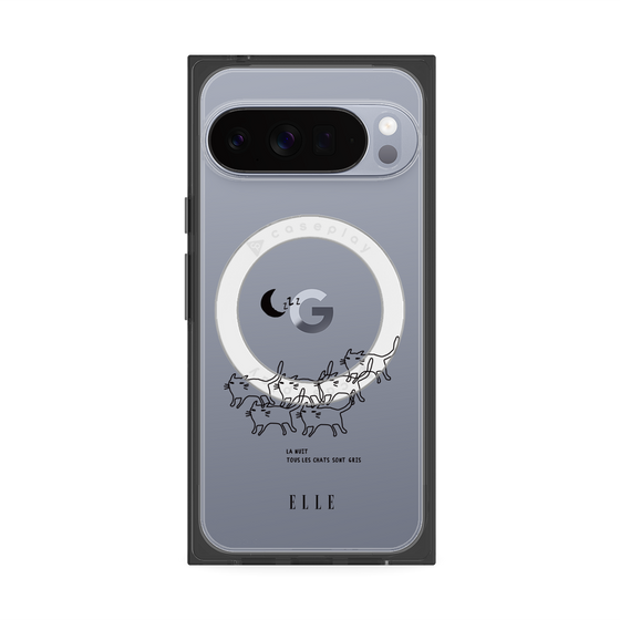 プレミアムスクエアケース with Pixelsnap［ ELLE - All cats are grey in the dark ］