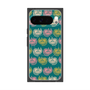 プレミアムスクエアケース with Pixelsnap［ ELLE - Cat Pattern - グリーン ］