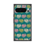 プレミアムスクエアケース with Pixelsnap［ ELLE - Cat Pattern - グリーン ］