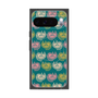 プレミアムスクエアケース with Pixelsnap［ ELLE - Cat Pattern - グリーン ］