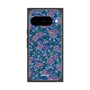 プレミアムスクエアケース with Pixelsnap［ 日比谷花壇 - FloralSymphony - ネイビー ］