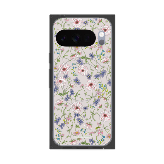 プレミアムスクエアケース with Pixelsnap［ 日比谷花壇 - FloralSymphony - ベージュ ］