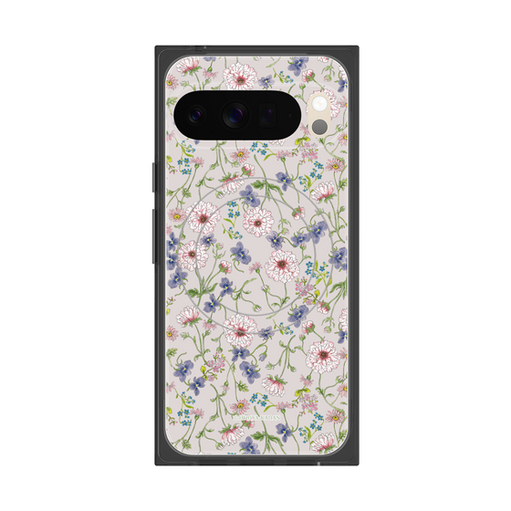 プレミアムスクエアケース with Pixelsnap［ 日比谷花壇 - FloralSymphony - ベージュ ］