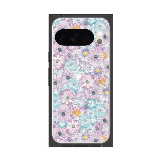 プレミアムスクエアケース with Pixelsnap［ 日比谷花壇 - HarmonyinBloom - パープル ］