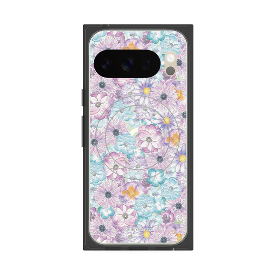 プレミアムスクエアケース with Pixelsnap［ 日比谷花壇 - HarmonyinBloom - パープル ］
