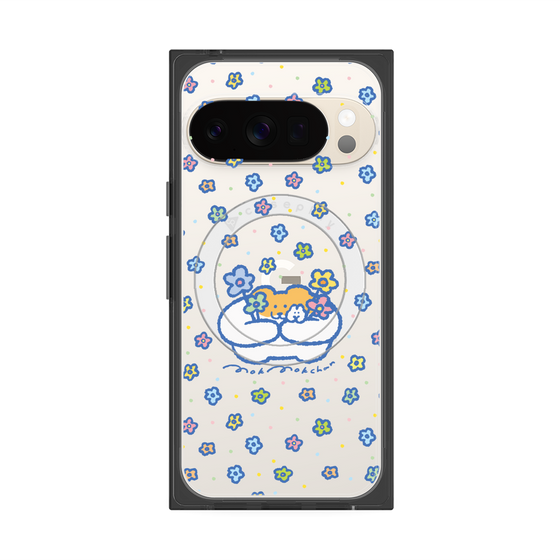 プレミアムスクエアケース with Pixelsnap［ もくもくちゃん - フラワー ］
