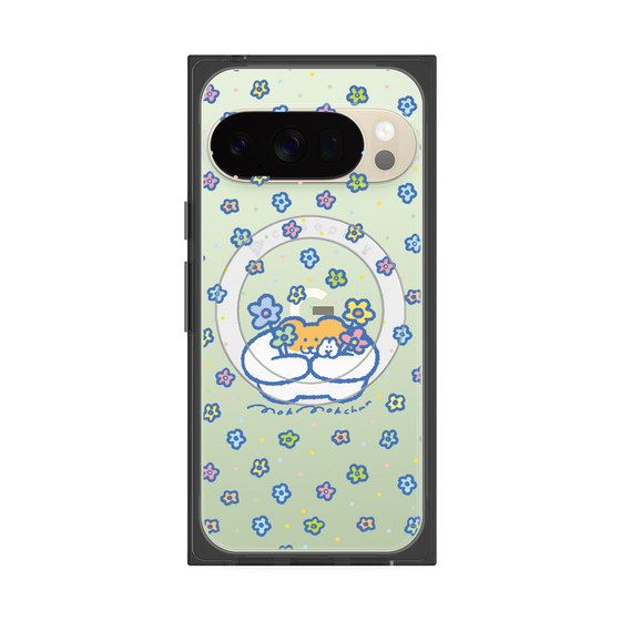 プレミアムスクエアケース with Pixelsnap［ もくもくちゃん - フラワー ］