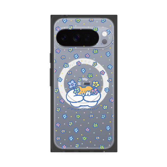 プレミアムスクエアケース with Pixelsnap［ もくもくちゃん - フラワー ］