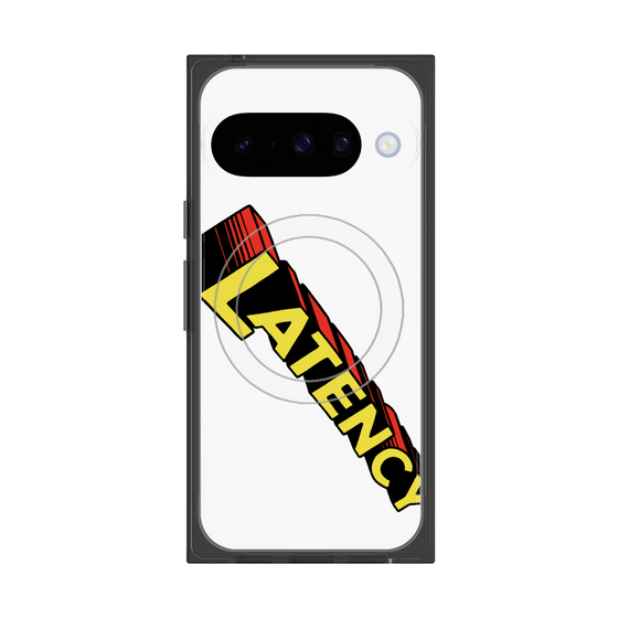 プレミアムスクエアケース with Pixelsnap［ LATENCY - Rock logo - White ］