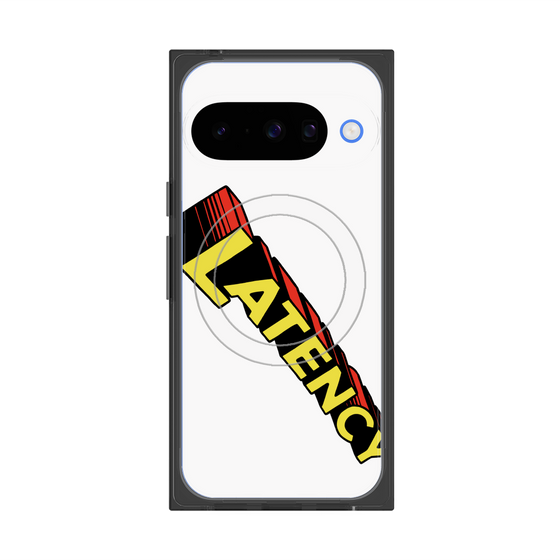 プレミアムスクエアケース with Pixelsnap［ LATENCY - Rock logo - White ］