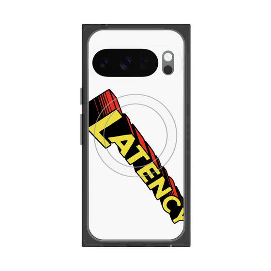 プレミアムスクエアケース with Pixelsnap［ LATENCY - Rock logo - White ］