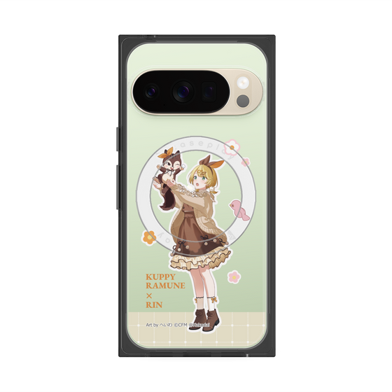プレミアムスクエアケース with Pixelsnap［ 初音ミク×クッピーラムネ - 鏡音リン×ラム - 等身イラスト2 ］
