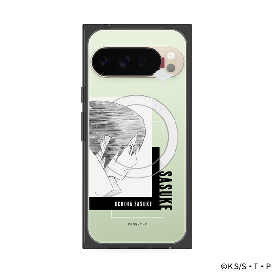 プレミアムスクエアケース with Pixelsnap［ NARUTO -ナルト- 疾風伝 - うちはサスケ - 線画 ］