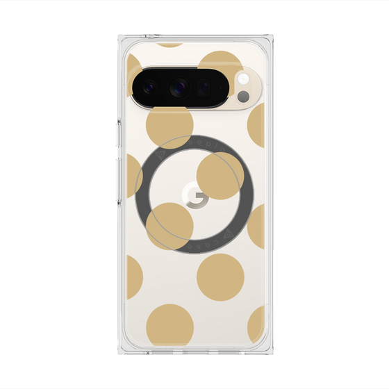 プレミアムスクエアケース with Pixelsnap［ シンプルドット - Beige ］
