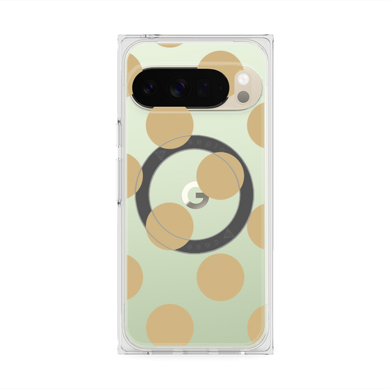 プレミアムスクエアケース with Pixelsnap［ シンプルドット - Beige ］