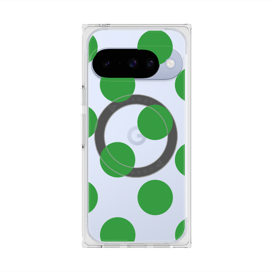 プレミアムスクエアケース with Pixelsnap［ シンプルドット - Green ］