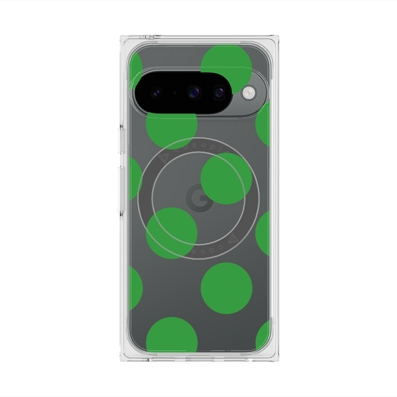 プレミアムスクエアケース with Pixelsnap［ シンプルドット - Green ］