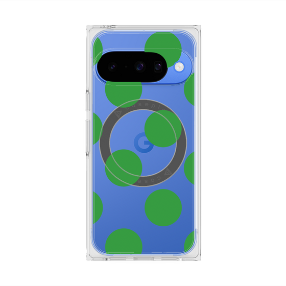 プレミアムスクエアケース with Pixelsnap［ シンプルドット - Green ］