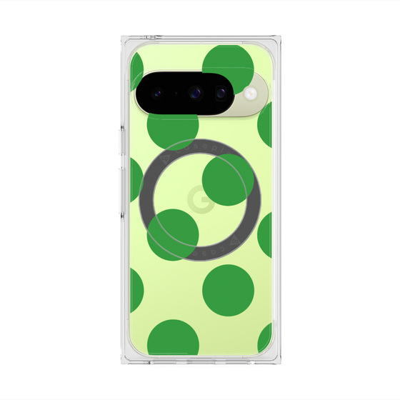 プレミアムスクエアケース with Pixelsnap［ シンプルドット - Green ］