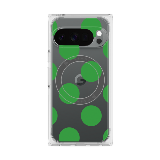 プレミアムスクエアケース with Pixelsnap［ シンプルドット - Green ］