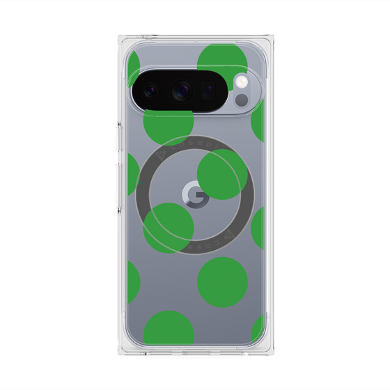 プレミアムスクエアケース with Pixelsnap［ シンプルドット - Green ］