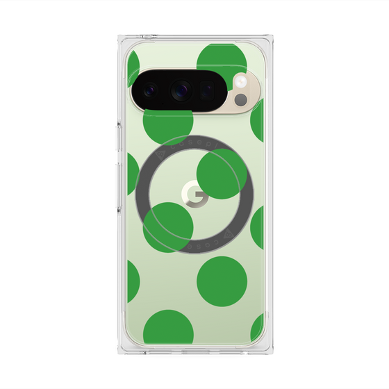 プレミアムスクエアケース with Pixelsnap［ シンプルドット - Green ］