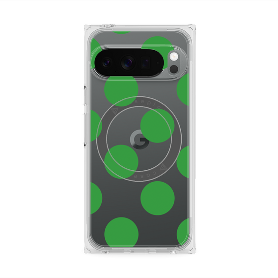 プレミアムスクエアケース with Pixelsnap［ シンプルドット - Green ］