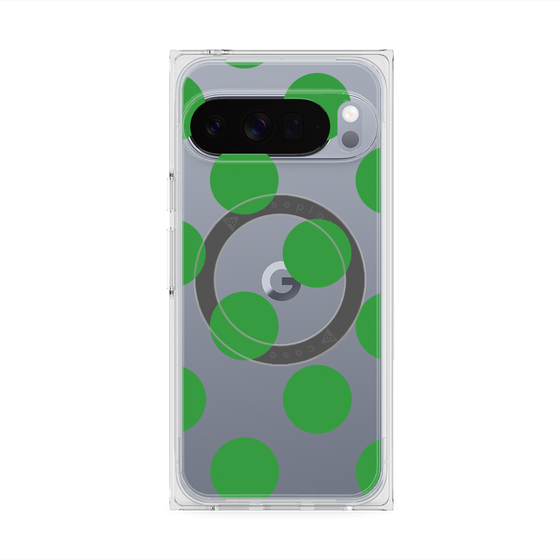 プレミアムスクエアケース with Pixelsnap［ シンプルドット - Green ］