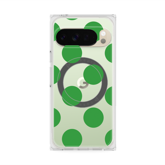 プレミアムスクエアケース with Pixelsnap［ シンプルドット - Green ］