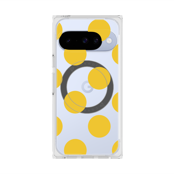 プレミアムスクエアケース with Pixelsnap［ シンプルドット - Yellow ］
