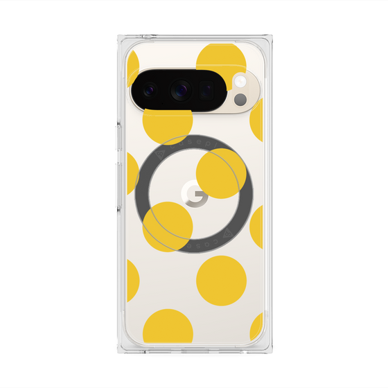 プレミアムスクエアケース with Pixelsnap［ シンプルドット - Yellow ］