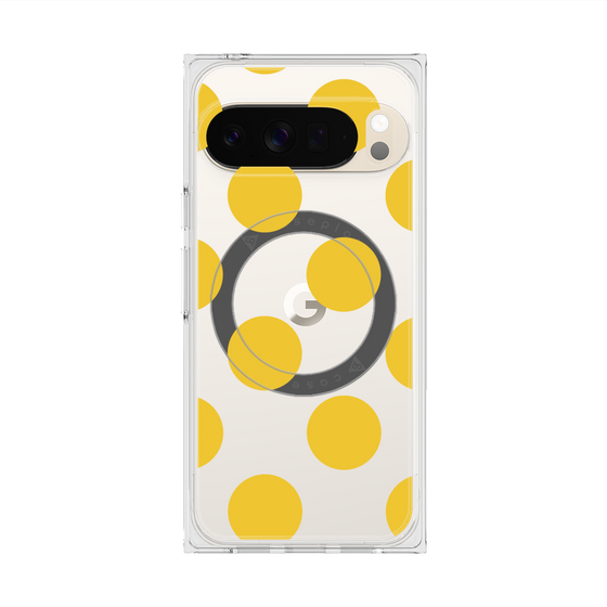 プレミアムスクエアケース with Pixelsnap［ シンプルドット - Yellow ］