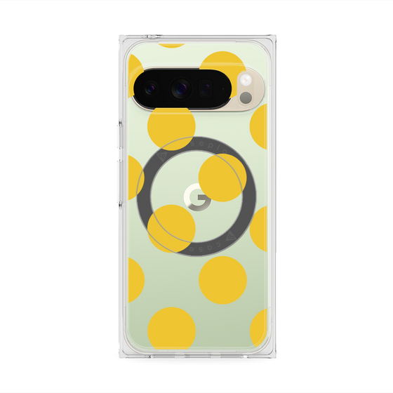プレミアムスクエアケース with Pixelsnap［ シンプルドット - Yellow ］