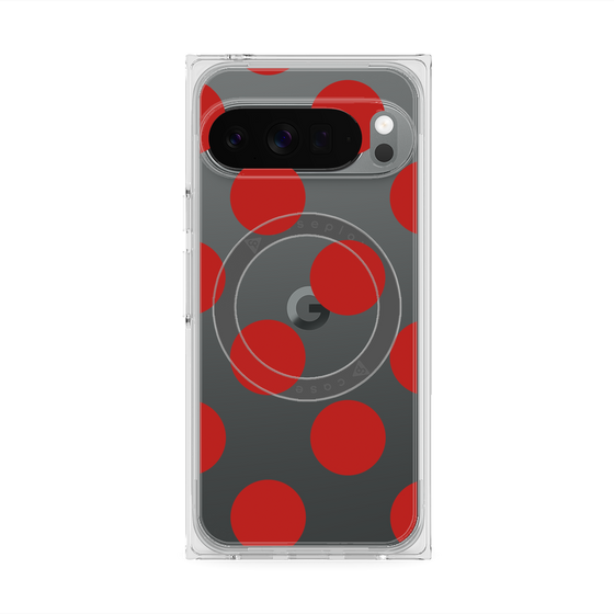 プレミアムスクエアケース with Pixelsnap［ シンプルドット - Red ］