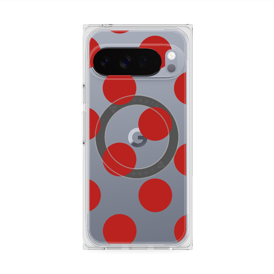 プレミアムスクエアケース with Pixelsnap［ シンプルドット - Red ］