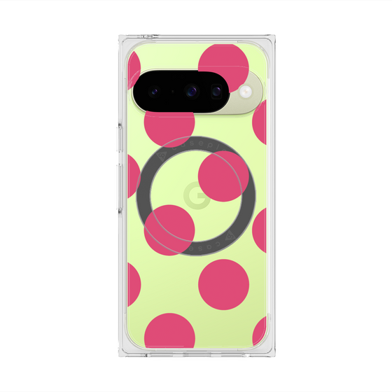 プレミアムスクエアケース with Pixelsnap［ シンプルドット - Pink ］