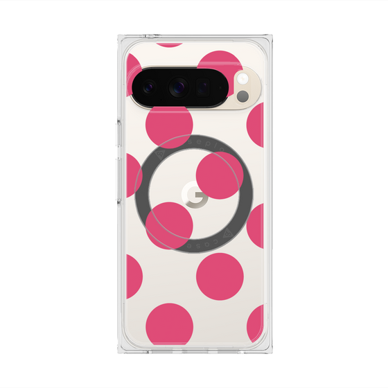 プレミアムスクエアケース with Pixelsnap［ シンプルドット - Pink ］